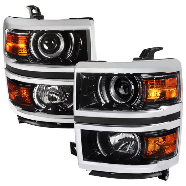Chevrolet Silverado Projector Headlights 2014-2015, Spec-D Tuning, Mfr#: 2LHP-SIV14BK-C-GO